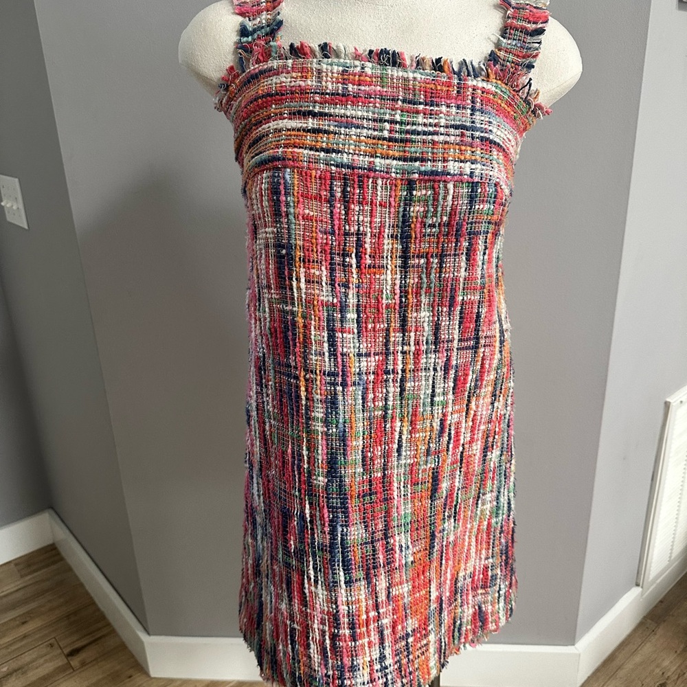 CHANEL Vibrant Multicolor Tweed Mini Dress
